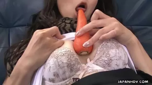 Hairy Asian Babe Stuffed With Vegetabl